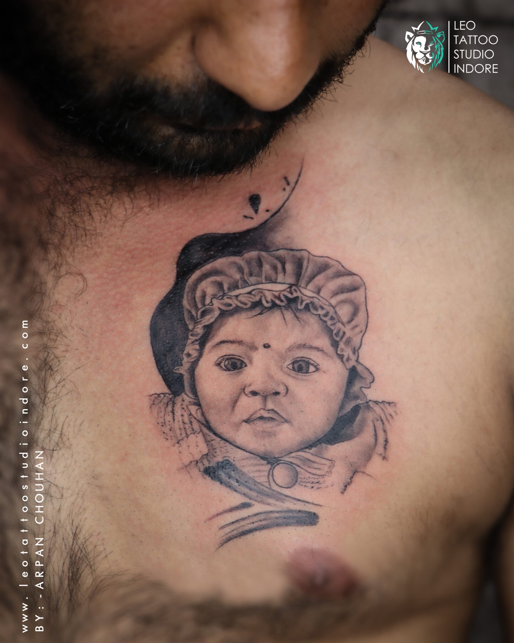 Portrait Realistic Chest Tattoo by El Loco Tattoo Lounge