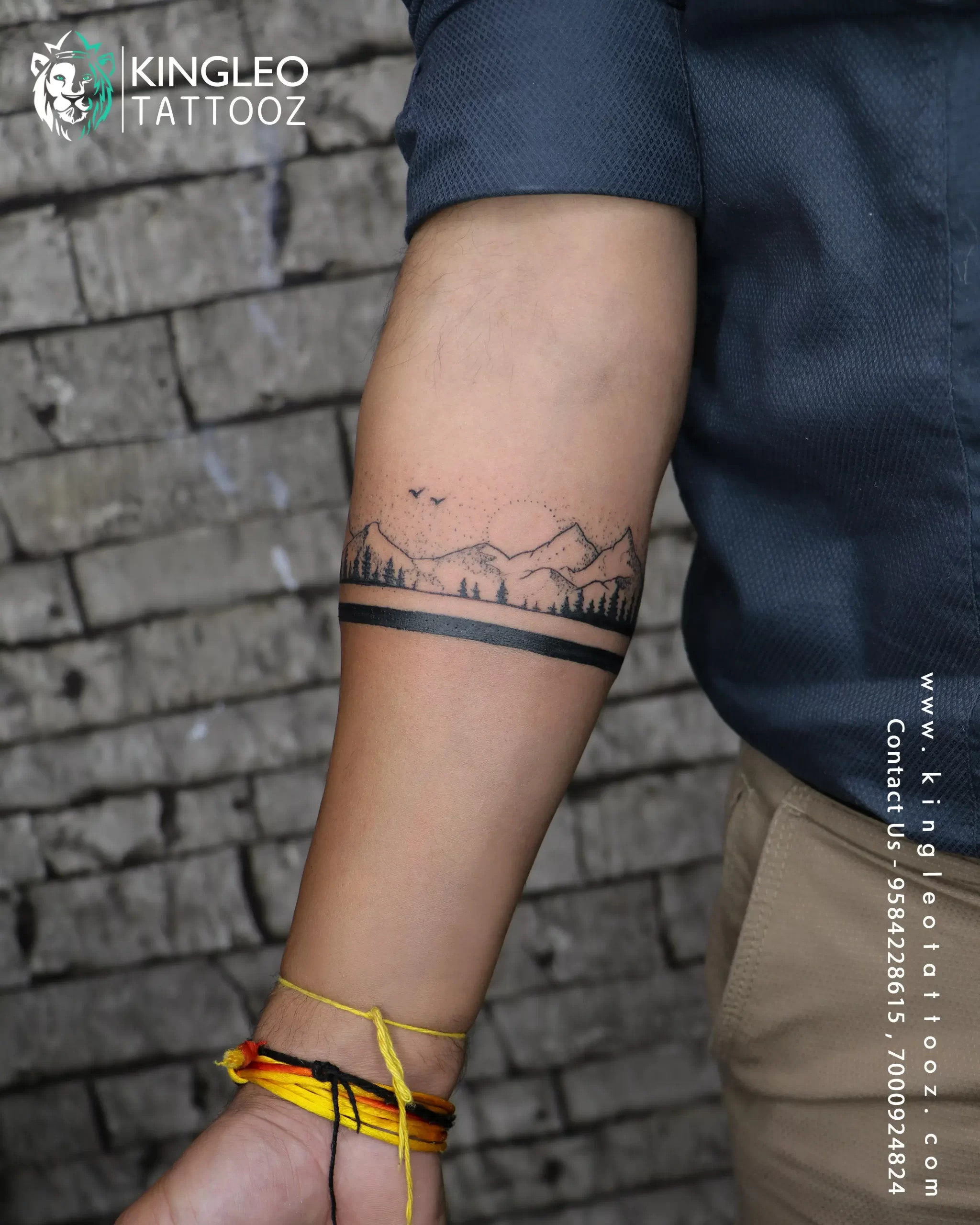 Dotwork style mountain armband. | Tattoos, Dot tattoos, Unique tattoos