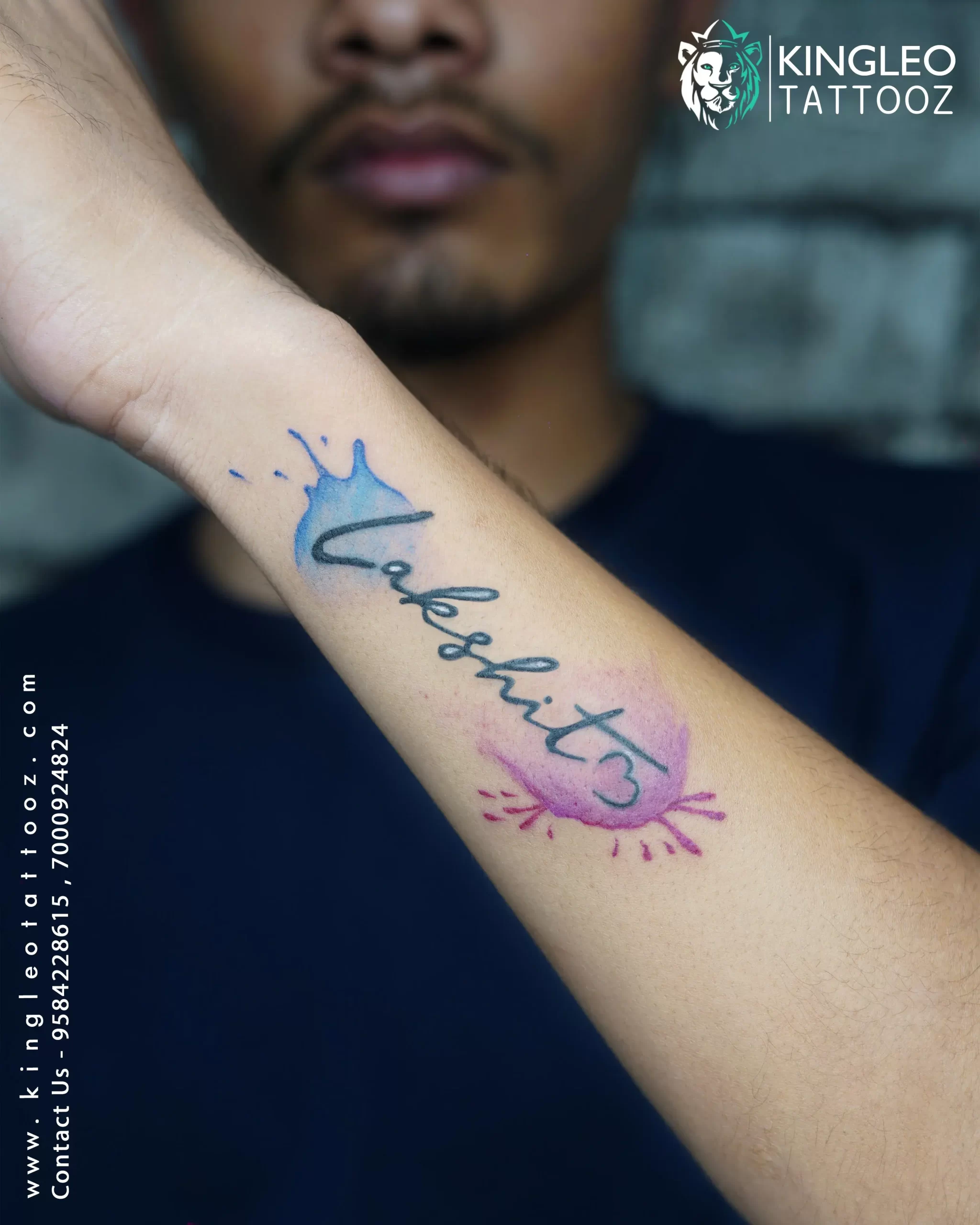 Heart and Name Tattoo with Color Splashes